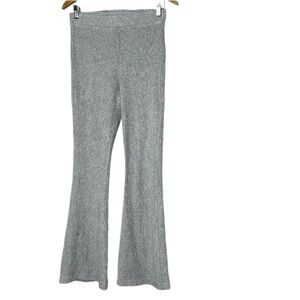 Aerie gray high waist ribbed flare pants size MEDIUM SHORT bell bottom pull on